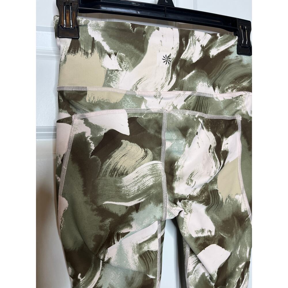 Athleta Ultimate Stash II Capri Leggings XS Green Cream Pink Patterned - Picture 3 of 9